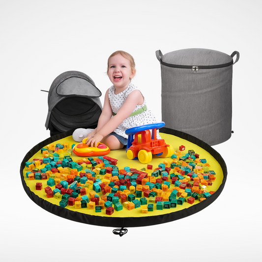 🧸 Τσάντα Αποθήκευσης με Ενσωματωμένο Χαλάκι Παιχνιδιού – Ιδανική για Lego & Τουβλάκια