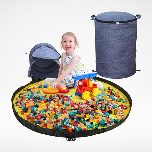 🧸 Τσάντα Αποθήκευσης με Ενσωματωμένο Χαλάκι Παιχνιδιού – Ιδανική για Lego & Τουβλάκια