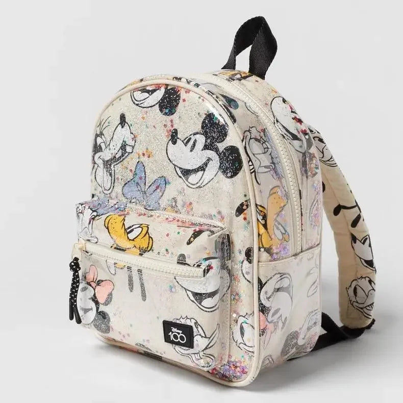 Mickey Mouse Cartoon Fashion Backpack Women'S Minnie Canvas School Bag Fashion Large Capacity Backpack Girls Mochila