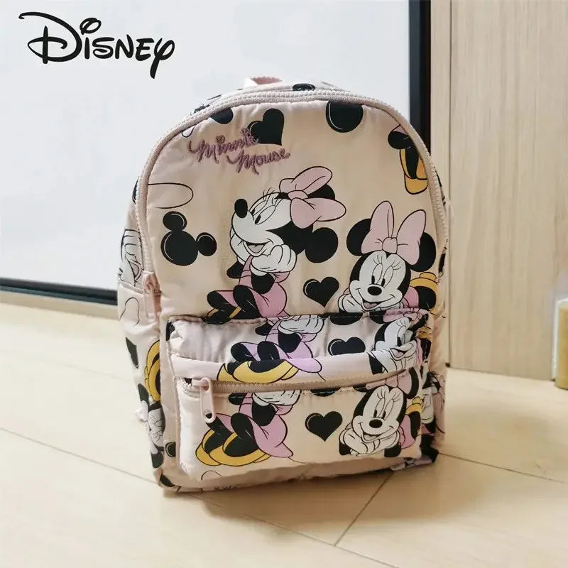 Mickey Mouse Cartoon Fashion Backpack Women'S Minnie Canvas School Bag Fashion Large Capacity Backpack Girls Mochila