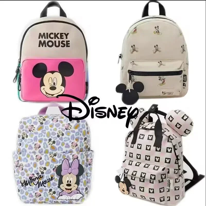 Mickey Mouse Cartoon Fashion Backpack Women'S Minnie Canvas School Bag Fashion Large Capacity Backpack Girls Mochila