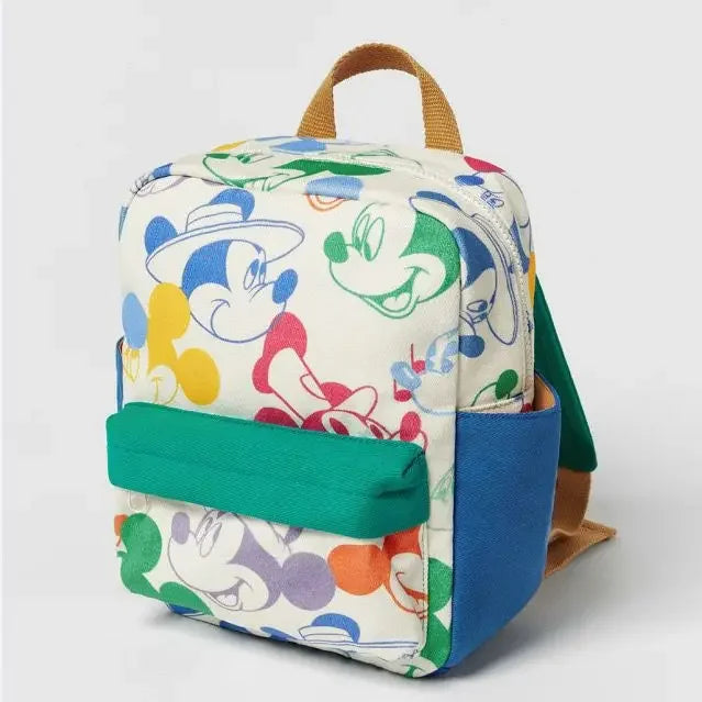 Mickey Mouse Cartoon Fashion Backpack Women'S Minnie Canvas School Bag Fashion Large Capacity Backpack Girls Mochila