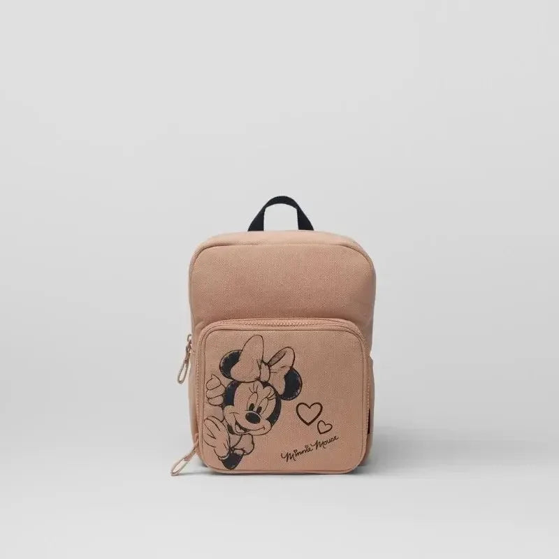 Mickey Mouse Cartoon Fashion Backpack Women'S Minnie Canvas School Bag Fashion Large Capacity Backpack Girls Mochila